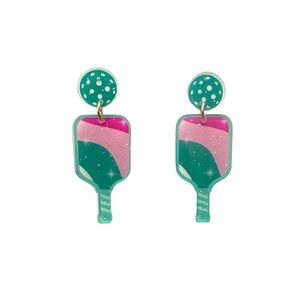 Handcrafted Colorful Pickleball Paddle Earrings